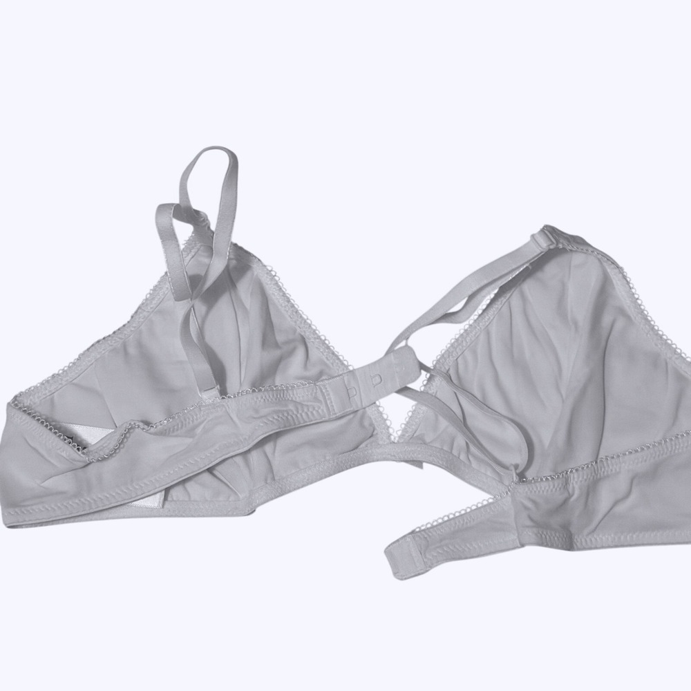 Franki by Francesca's Youth 12 White Cotton Triangle Bralette Scalloped Trim NEW - Picture 4 of 7